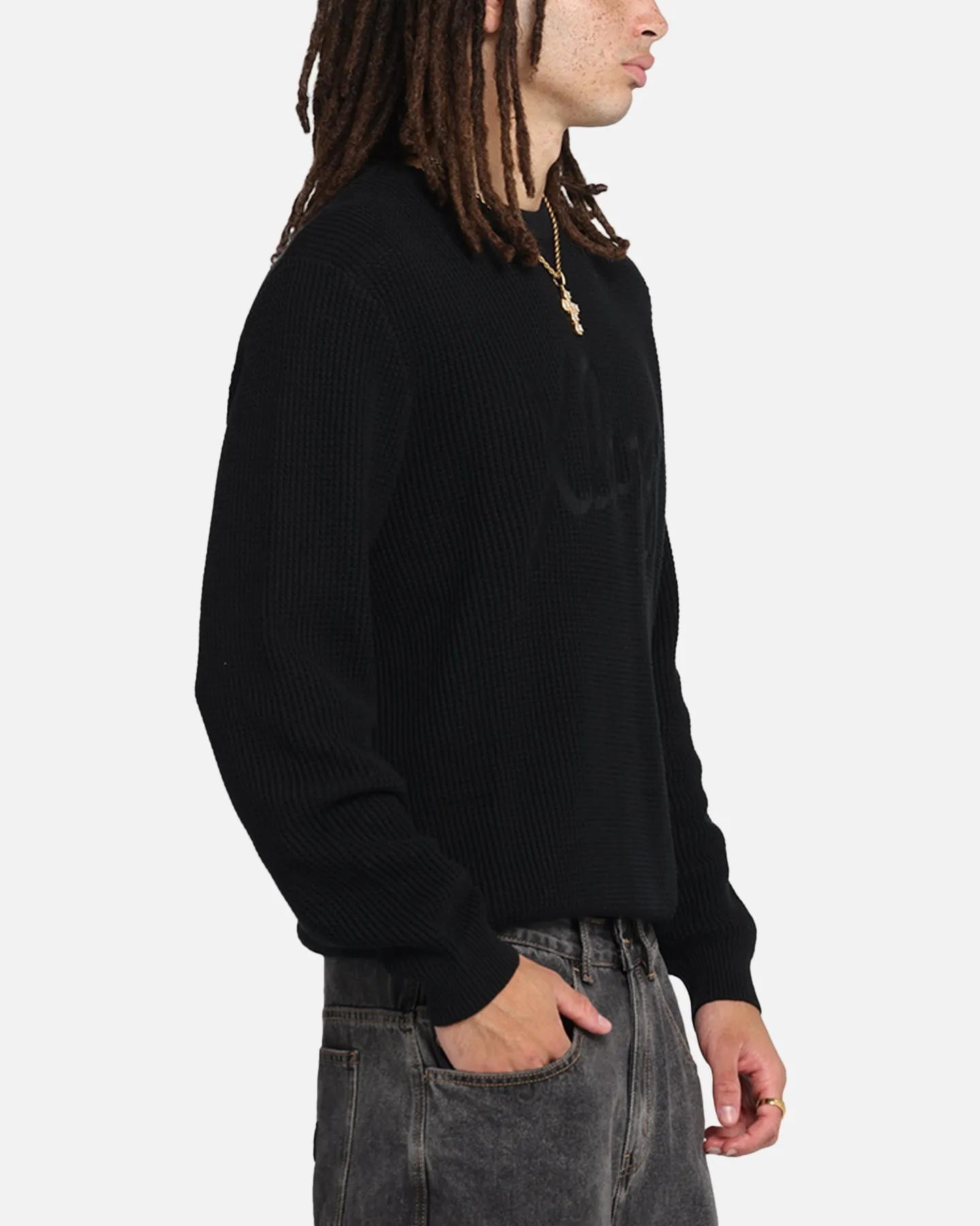 X-Large Script Waffle Knit Sweater Black sold by Culture Kings product image thumbnail 4