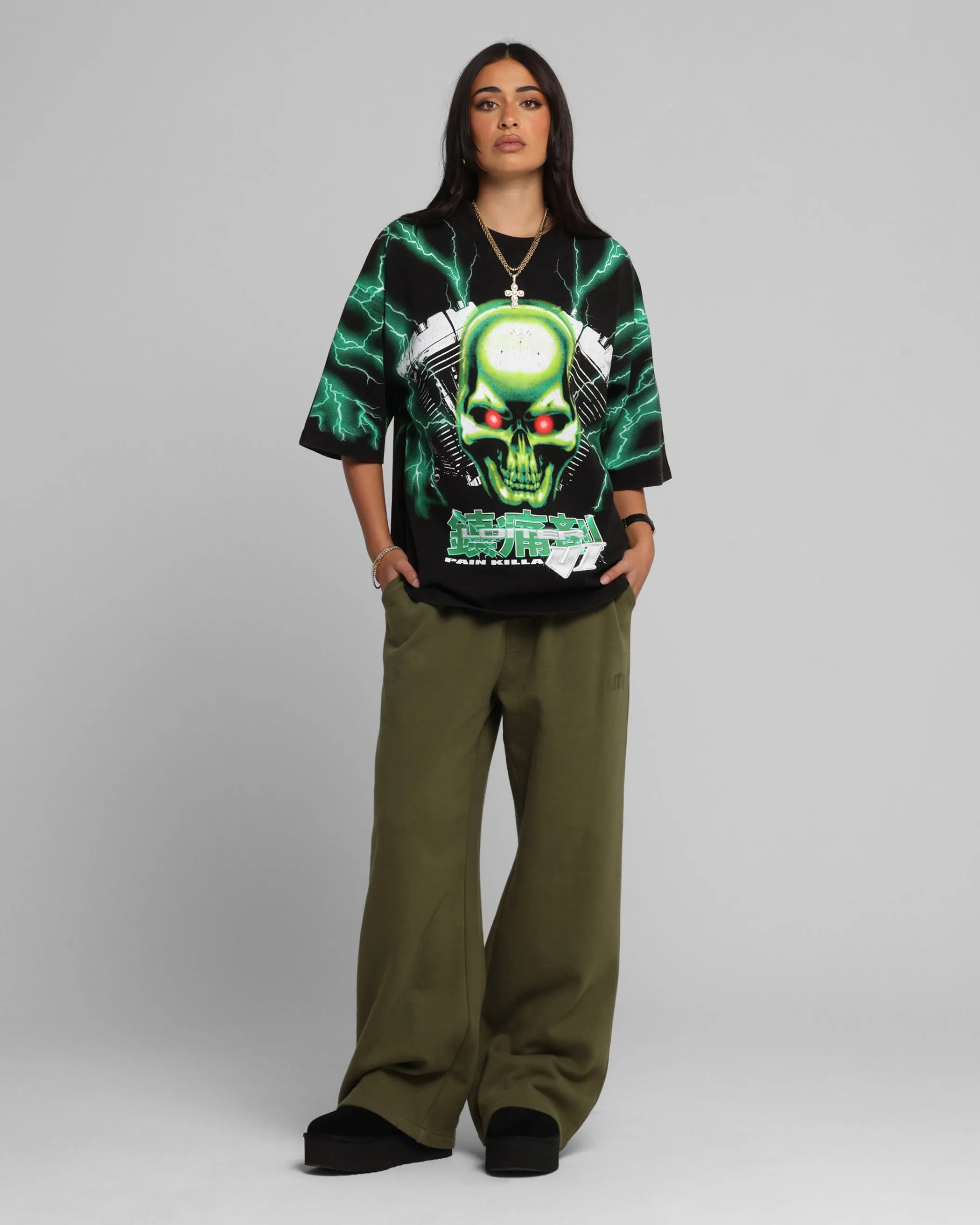 Loiter Greaser Vintage T-Shirt Black/Green sold by Culture Kings product image thumbnail 3