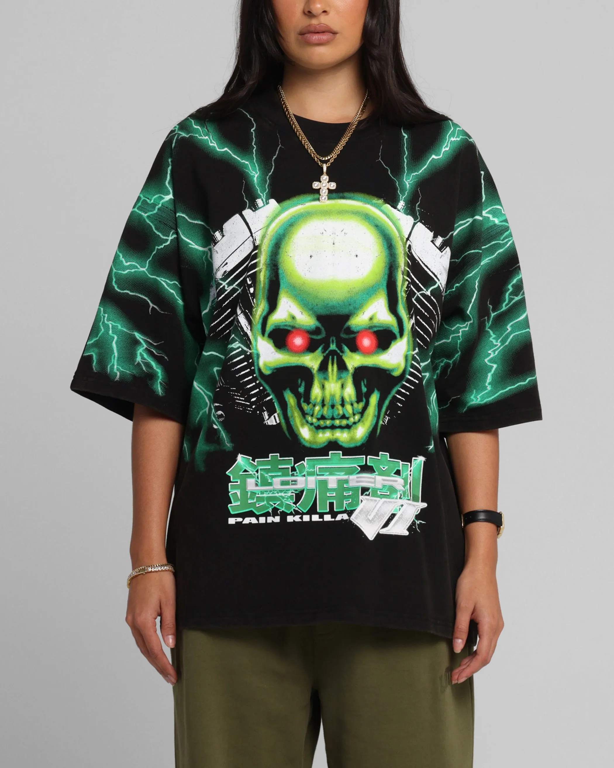 Loiter Greaser Vintage T-Shirt Black/Green sold by Culture Kings