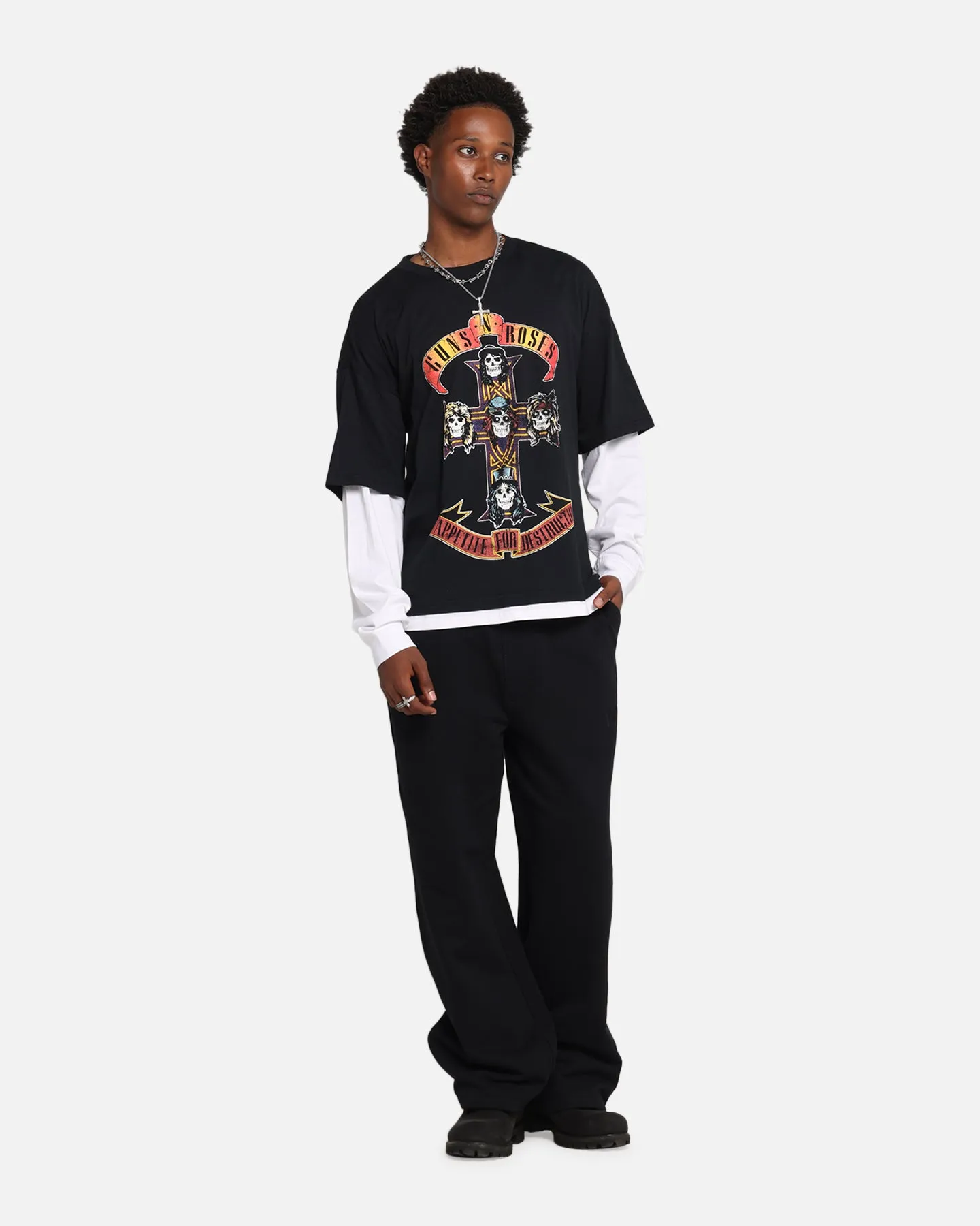 G N Roses Roses Layered Long Sleeve T-Shirt Black Wash sold by Culture Kings product image thumbnail 2