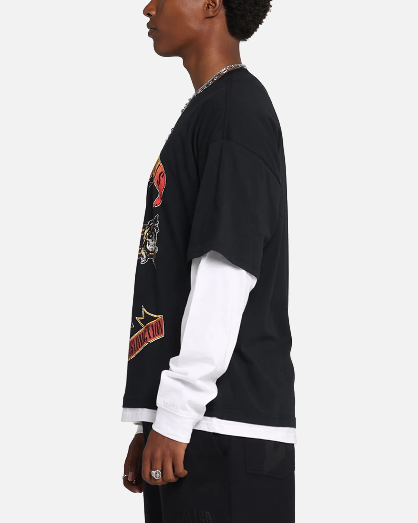 G N Roses Roses Layered Long Sleeve T-Shirt Black Wash sold by Culture Kings product image thumbnail 5