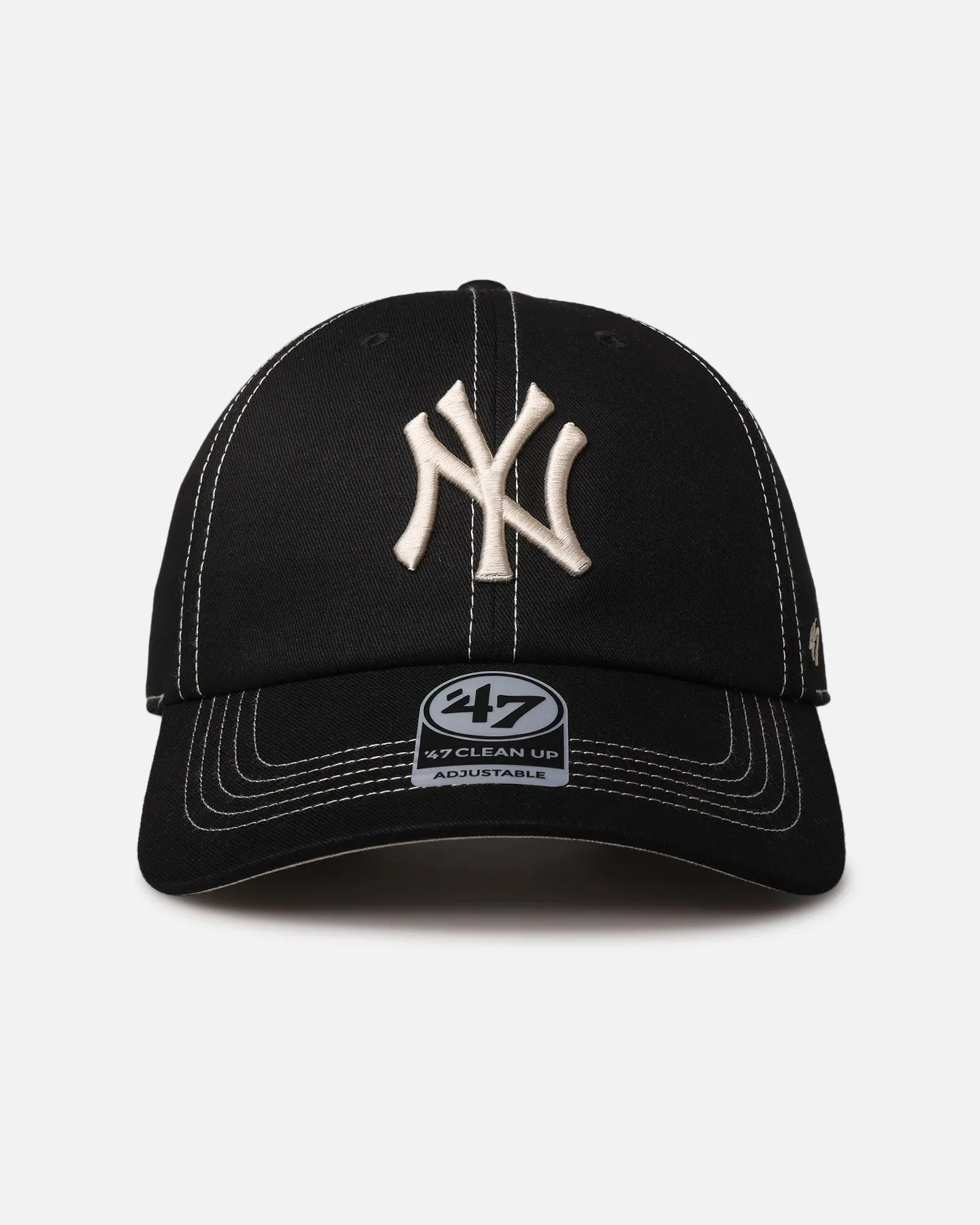 47 Brand New York Yankees 'Contrast Stitch' 47 Clean Up Strapback Black/Bone sold by Culture Kings