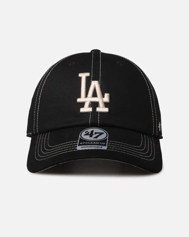 47 Brand Los Angeles Dodgers 'Contrast Stitch' 47 Clean Up Strapback Black/Bone sold by Culture Kings