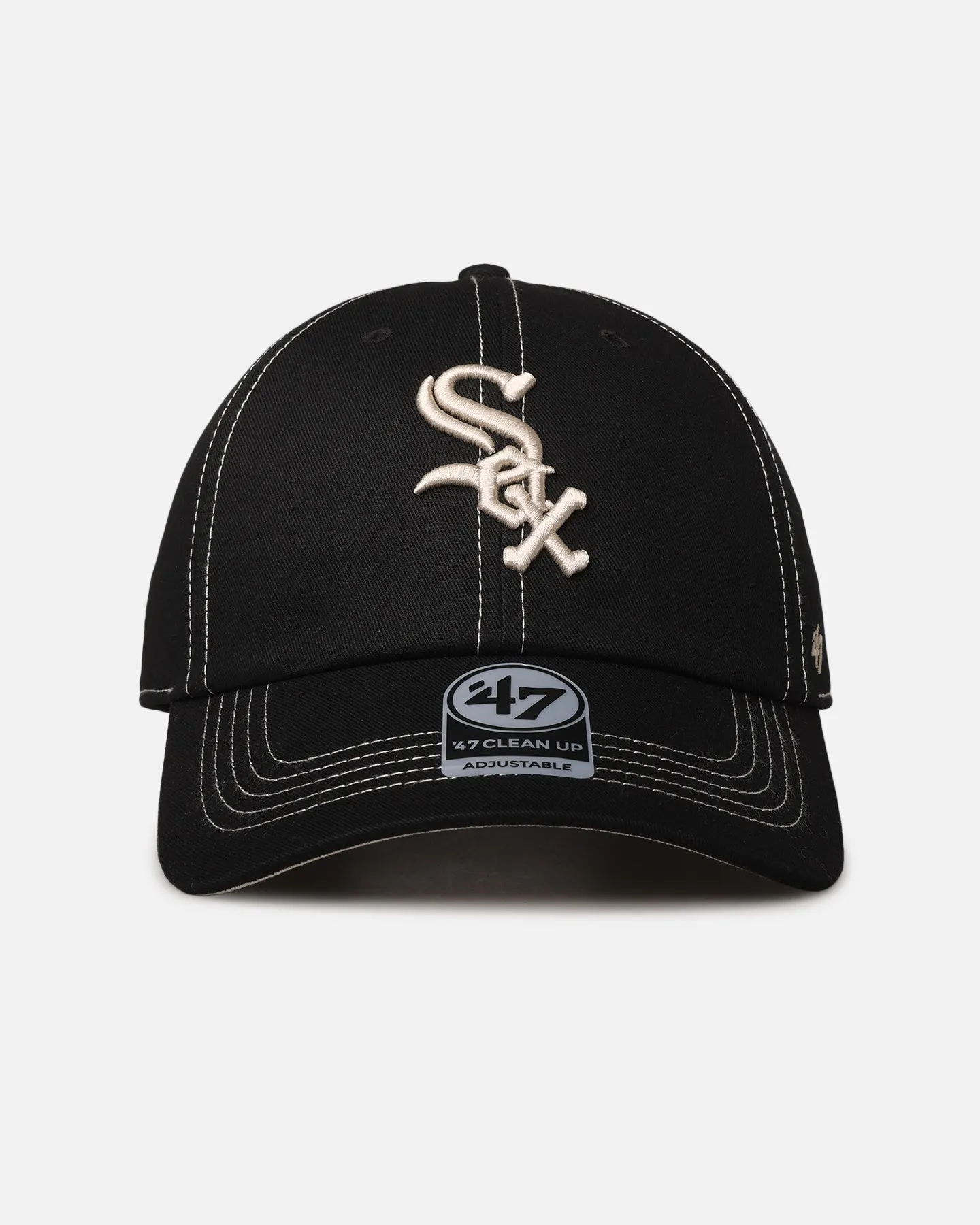 47 Brand Chicago White Sox 'Contrast Stitch' 47 Clean Up Strapback Black/Bone sold by Culture Kings
