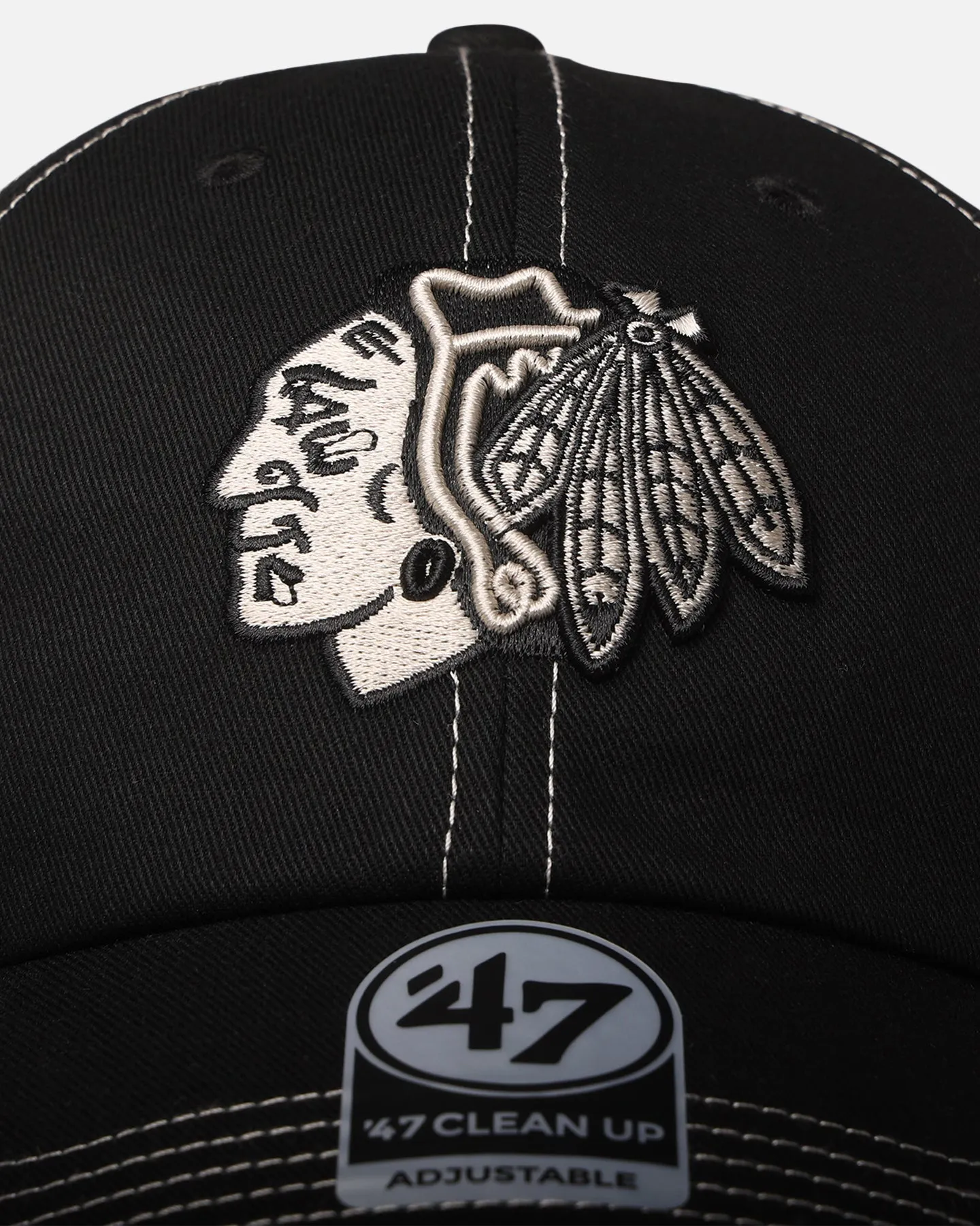 47 Brand Chicago Blackhawks 'Contrast Stitch' 47 Clean Up Strapback Black/Bone sold by Culture Kings product image thumbnail 5