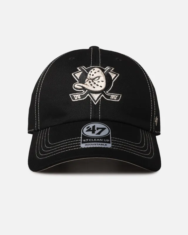 47 Brand Anaheim Ducks 'Contrast Stitch' 47 Clean Up Strapback Black/Bone sold by Culture Kings