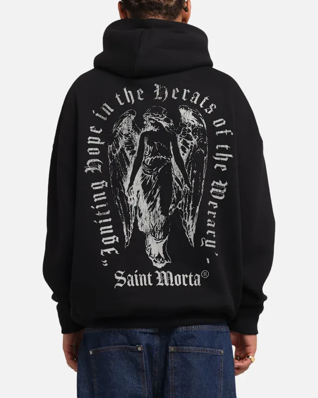 Saint Morta Weiry Hearts Boxy Hoodie Black sold by Culture Kings