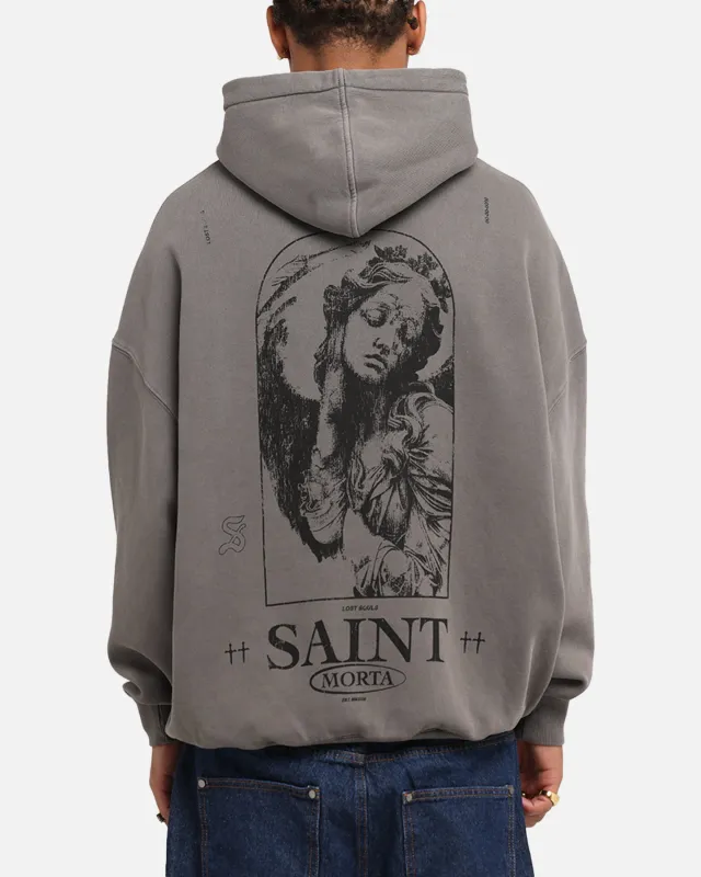 Saint Morta Lost Souls Boxy Hoodie Washed Charcoal sold by Culture Kings