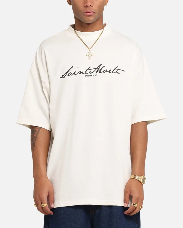 Saint Morta Scripture Mock Neck T-Shirt Off White sold by Culture Kings