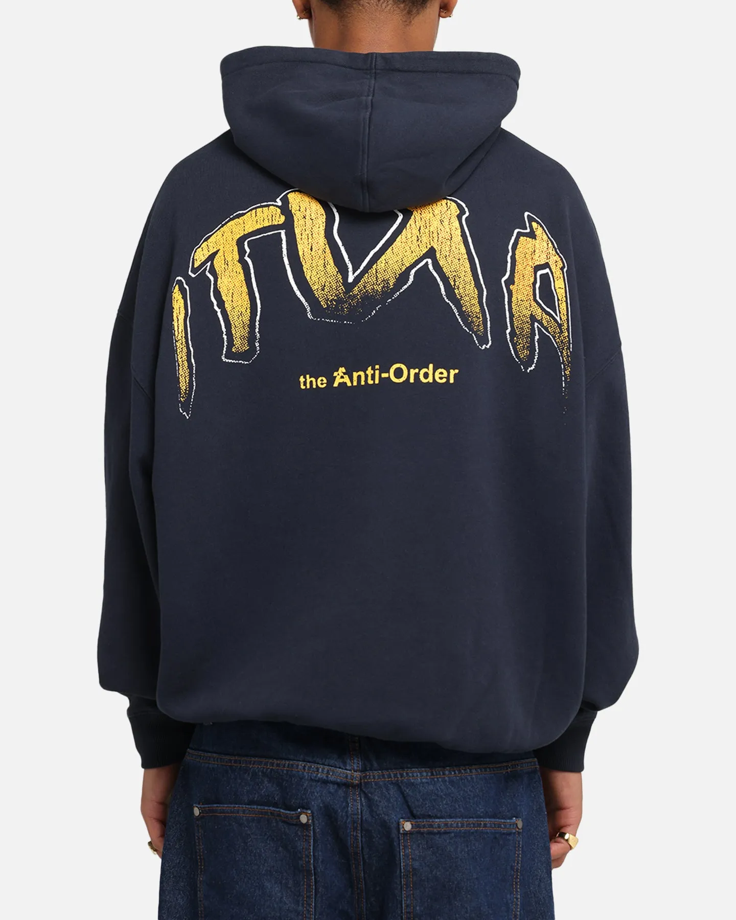 The Anti Order Anti Collegate Boxy Hoodie Navy sold by Culture Kings