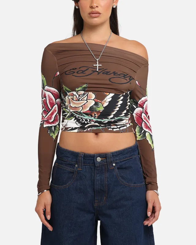 Ed Hardy Women's Eagle Long Sleeve T-Shirt Brown sold by Culture Kings