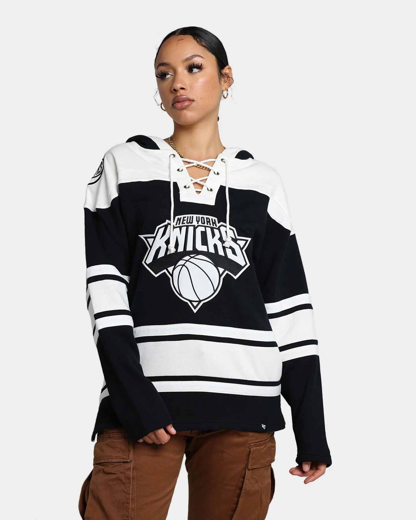 47 Brand New York Knicks Superior Lacer Hoodie Jet Black sold by Culture Kings