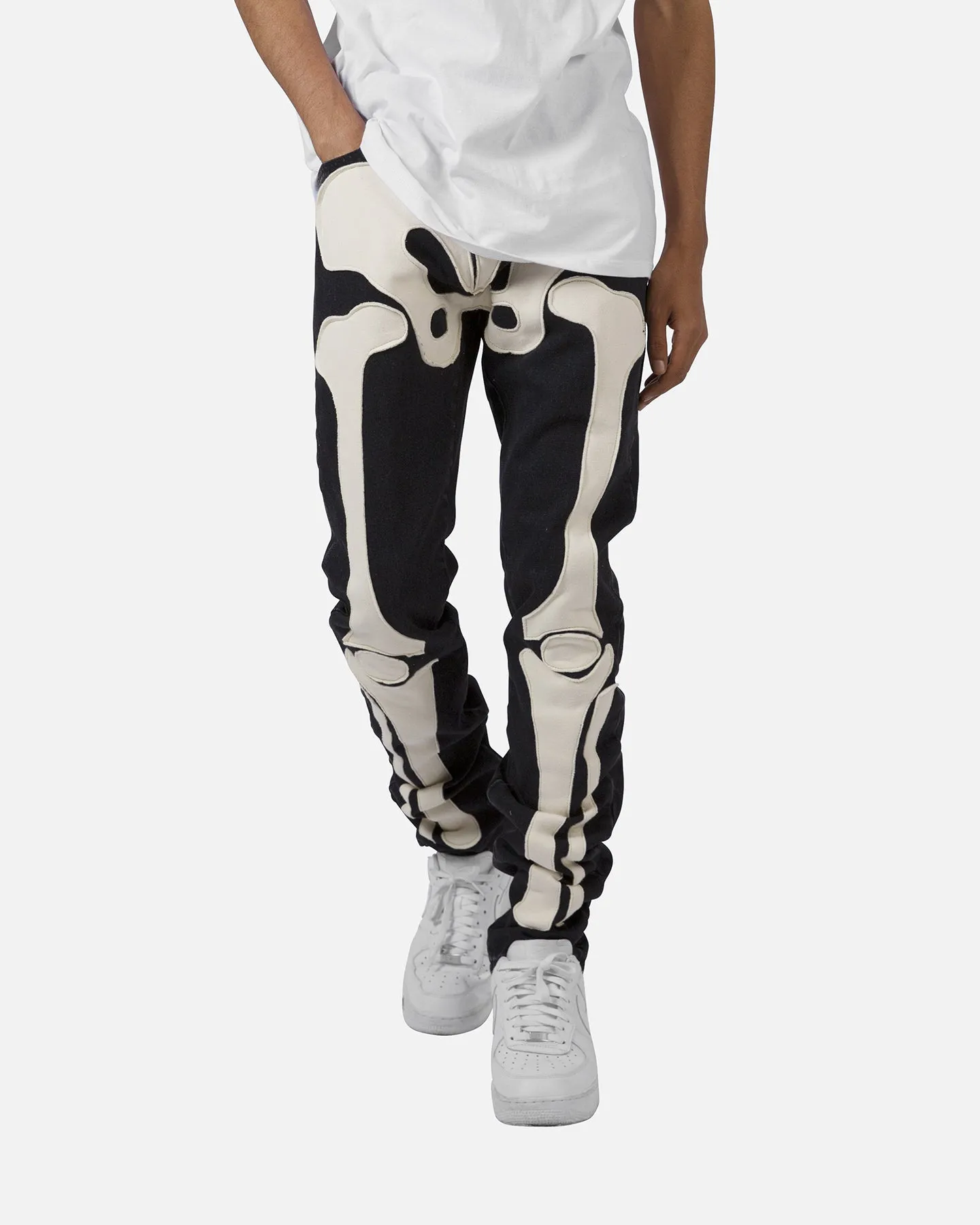 MNML D184 Skeleton Straight Denim Pants Black/White sold by Culture Kings
