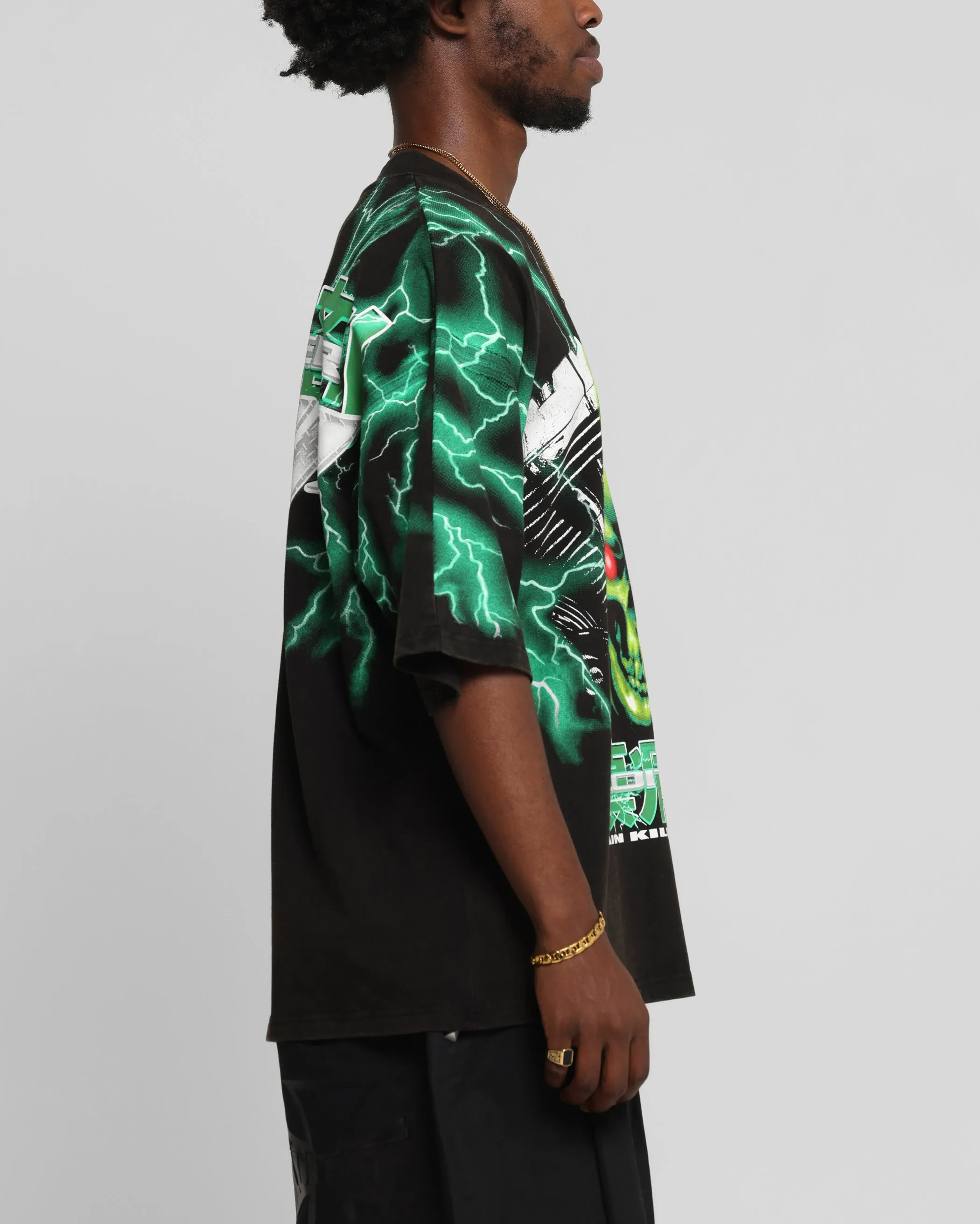 Loiter Greaser Vintage T-Shirt Black/Green sold by Culture Kings product image thumbnail 5