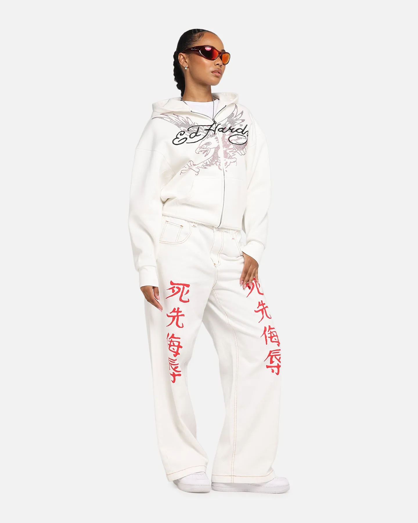 Ed Hardy Eagle Rhinestone Zip Hoodie Off White sold by Culture Kings product image thumbnail 2