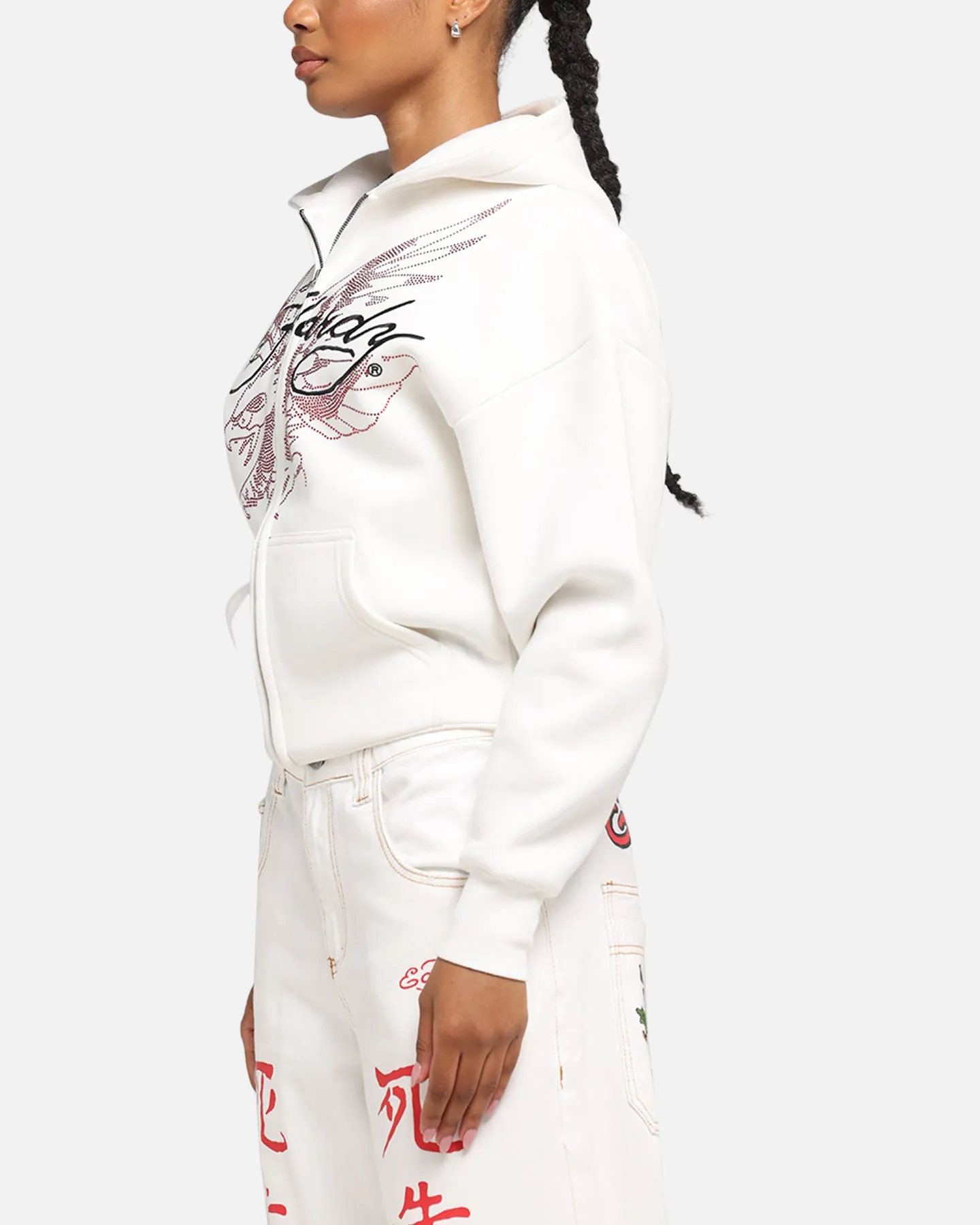 Ed Hardy Eagle Rhinestone Zip Hoodie Off White sold by Culture Kings product image thumbnail 5