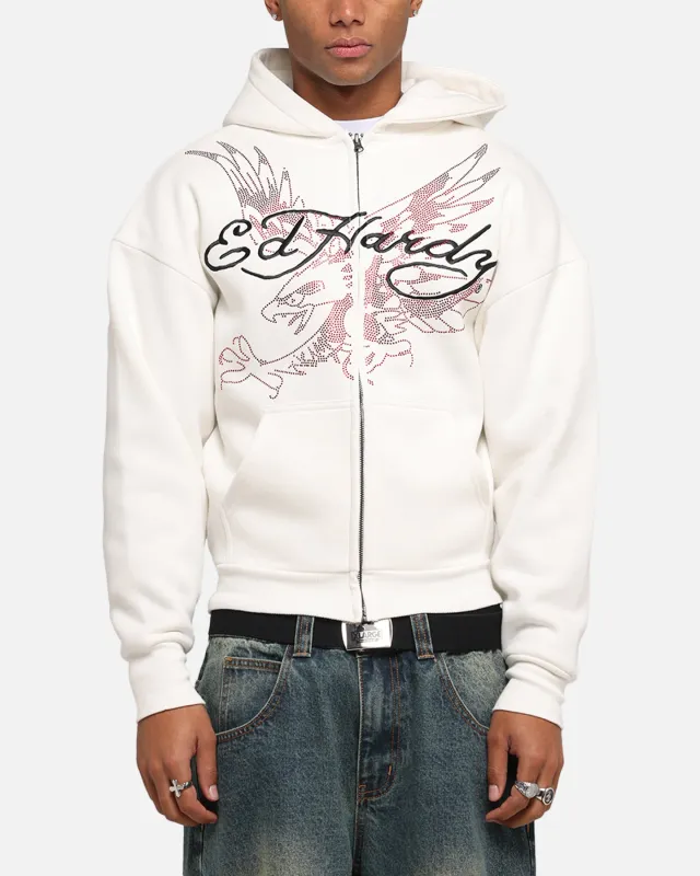 Ed Hardy Eagle Rhinestone Zip Hoodie Off White sold by Culture Kings
