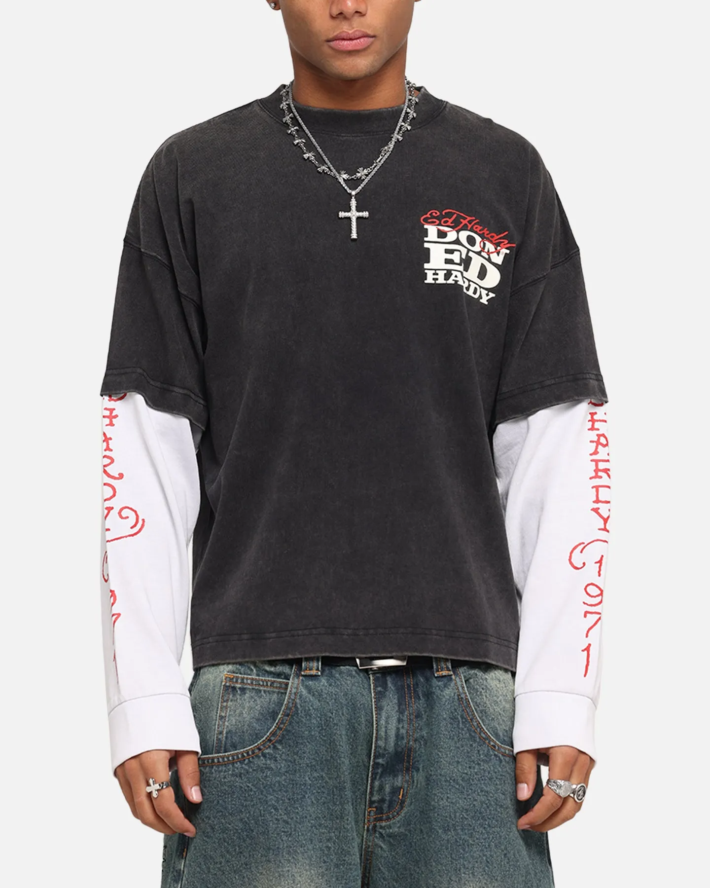 Ed Hardy Love Kills Layered Long Sleeve T-Shirt Black sold by Culture Kings product image thumbnail 2