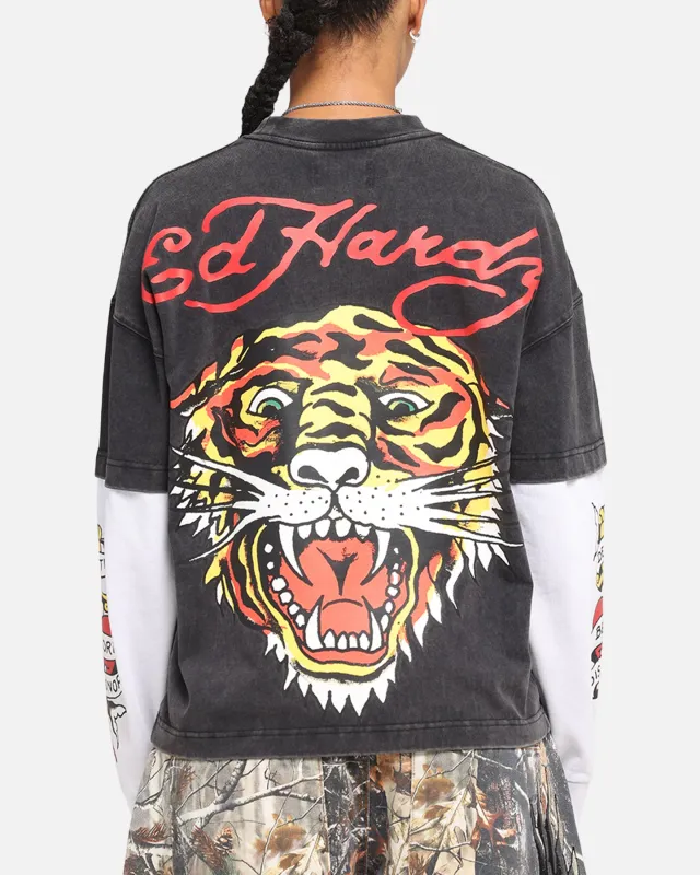 Ed Hardy Tiger Layered Long Sleeve T-Shirt Black sold by Culture Kings