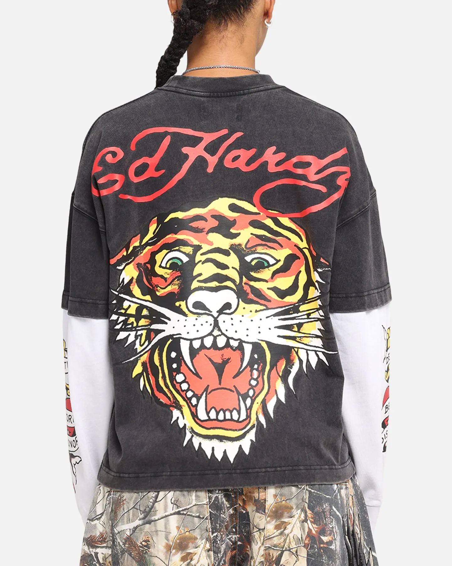 Ed Hardy Tiger Layered Long Sleeve T-Shirt Black sold by Culture Kings