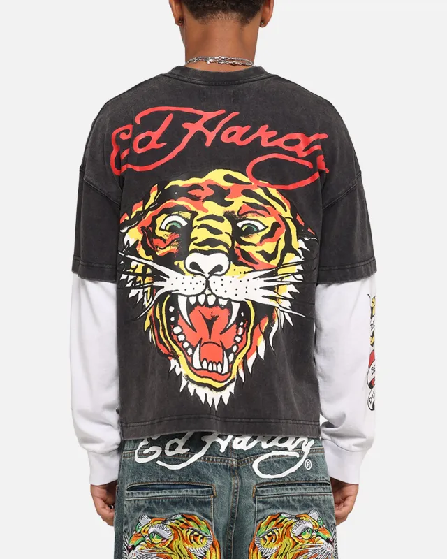 Ed Hardy Tiger Layered Long Sleeve T-Shirt Black made by Culture Kings