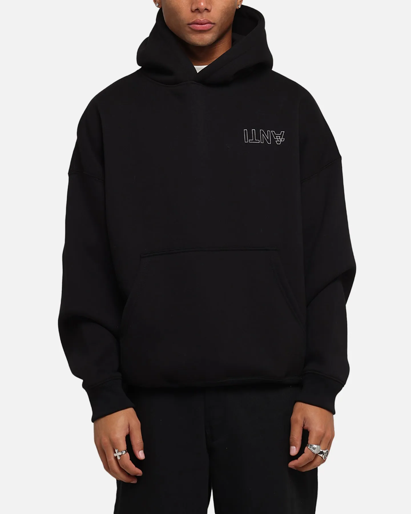 The Anti Order Azero Stencil Boxy Hoodie Black sold by Culture Kings product image thumbnail 2