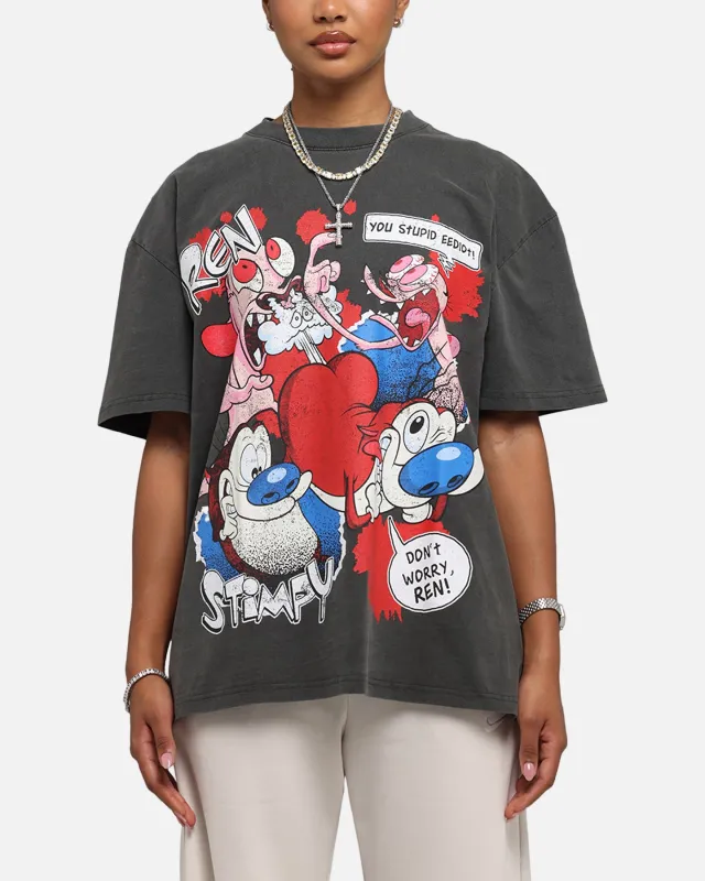 American Thrift X Nickelodeon Ren And Stimpy Heavy T-Shirt Black Wash sold by Culture Kings