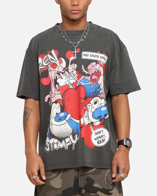 American Thrift X Nickelodeon Ren And Stimpy Heavy T-Shirt Black Wash sold by Culture Kings