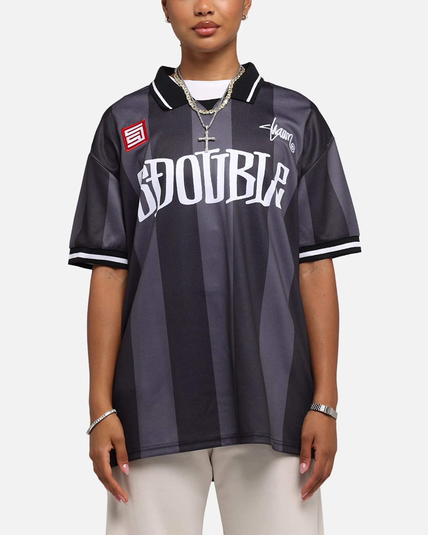 S Double Football Jersey Black Stripe sold by Culture Kings