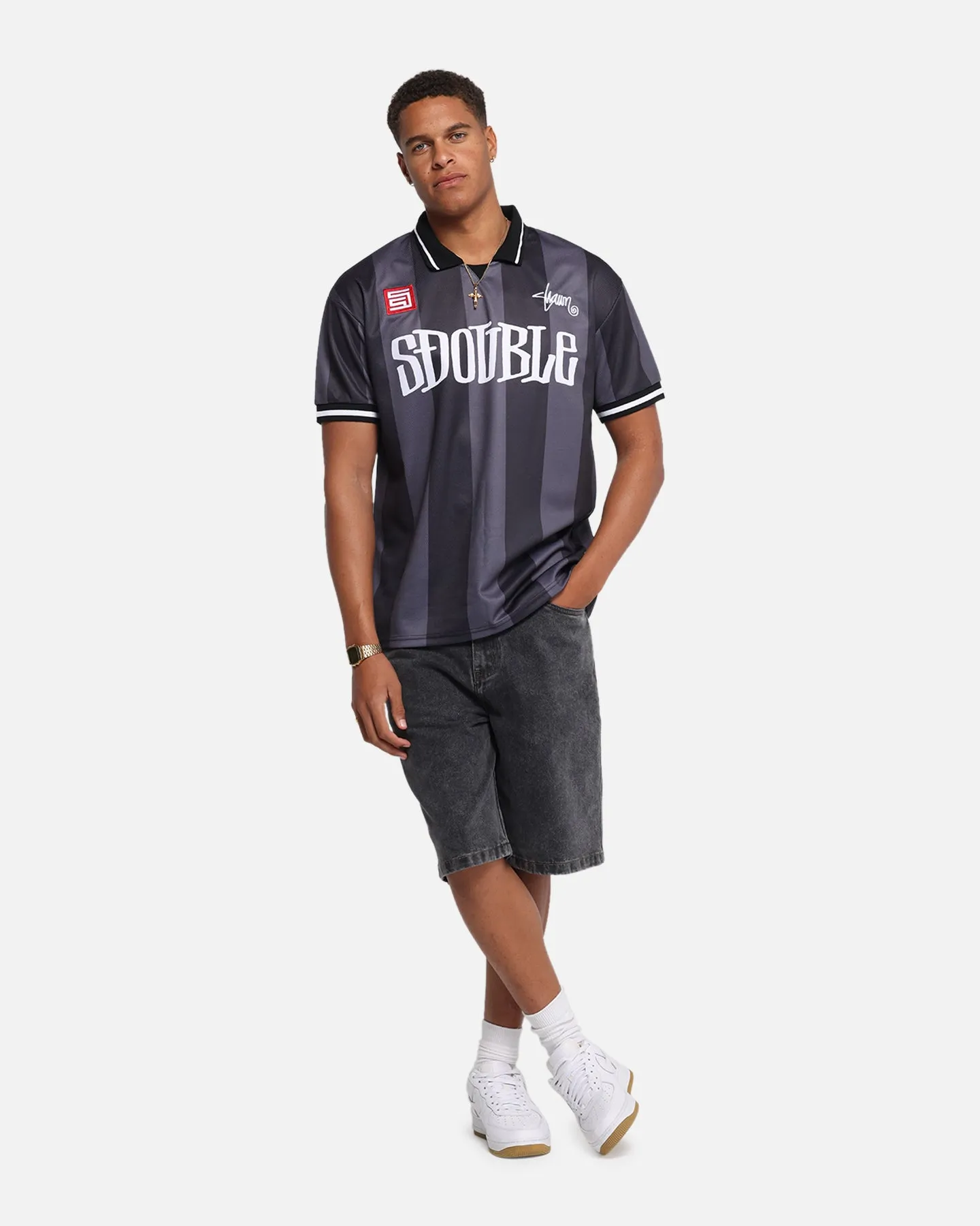 S Double Football Jersey Black Stripe sold by Culture Kings product image thumbnail 2