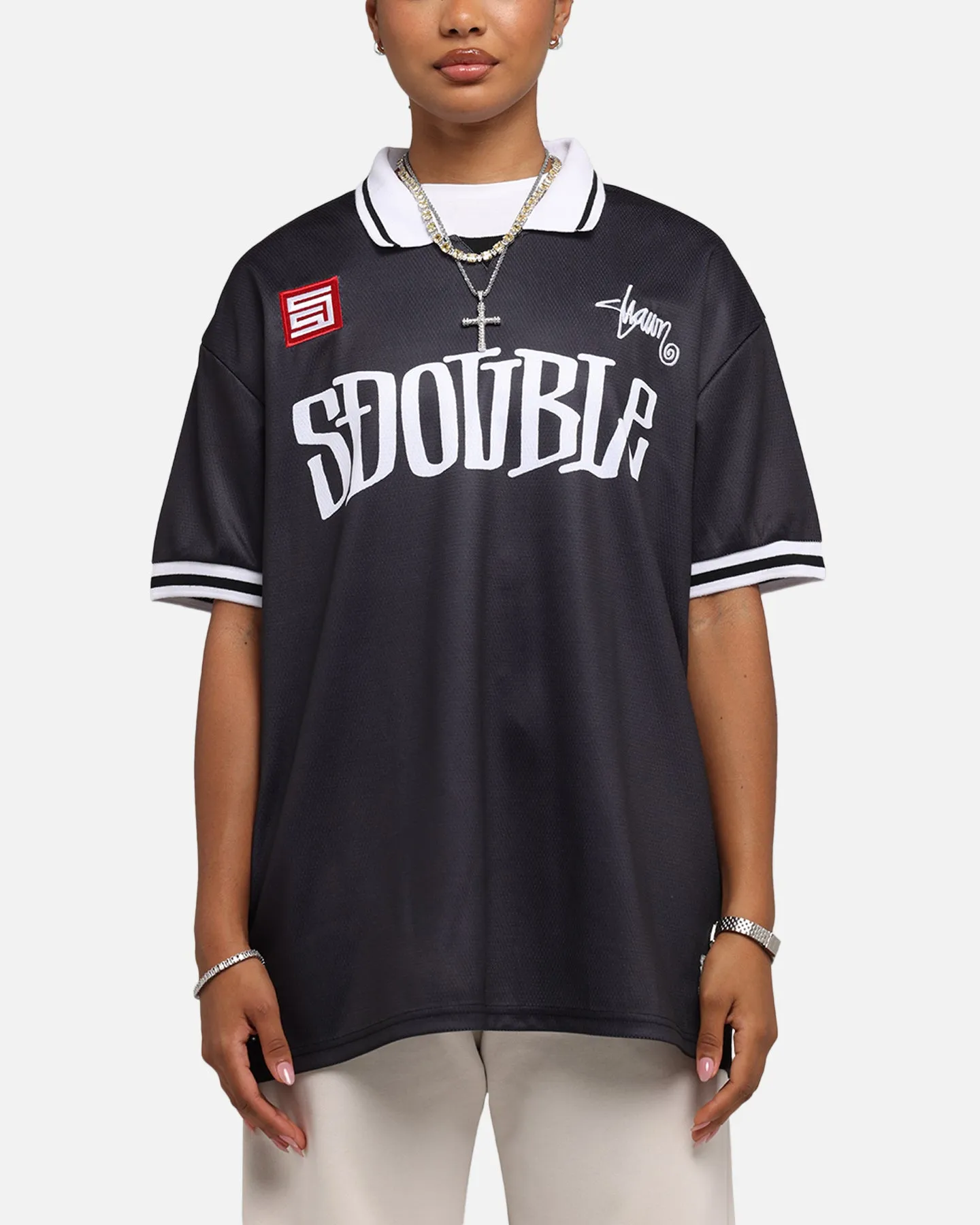 S Double Football Jersey Solid Black sold by Culture Kings