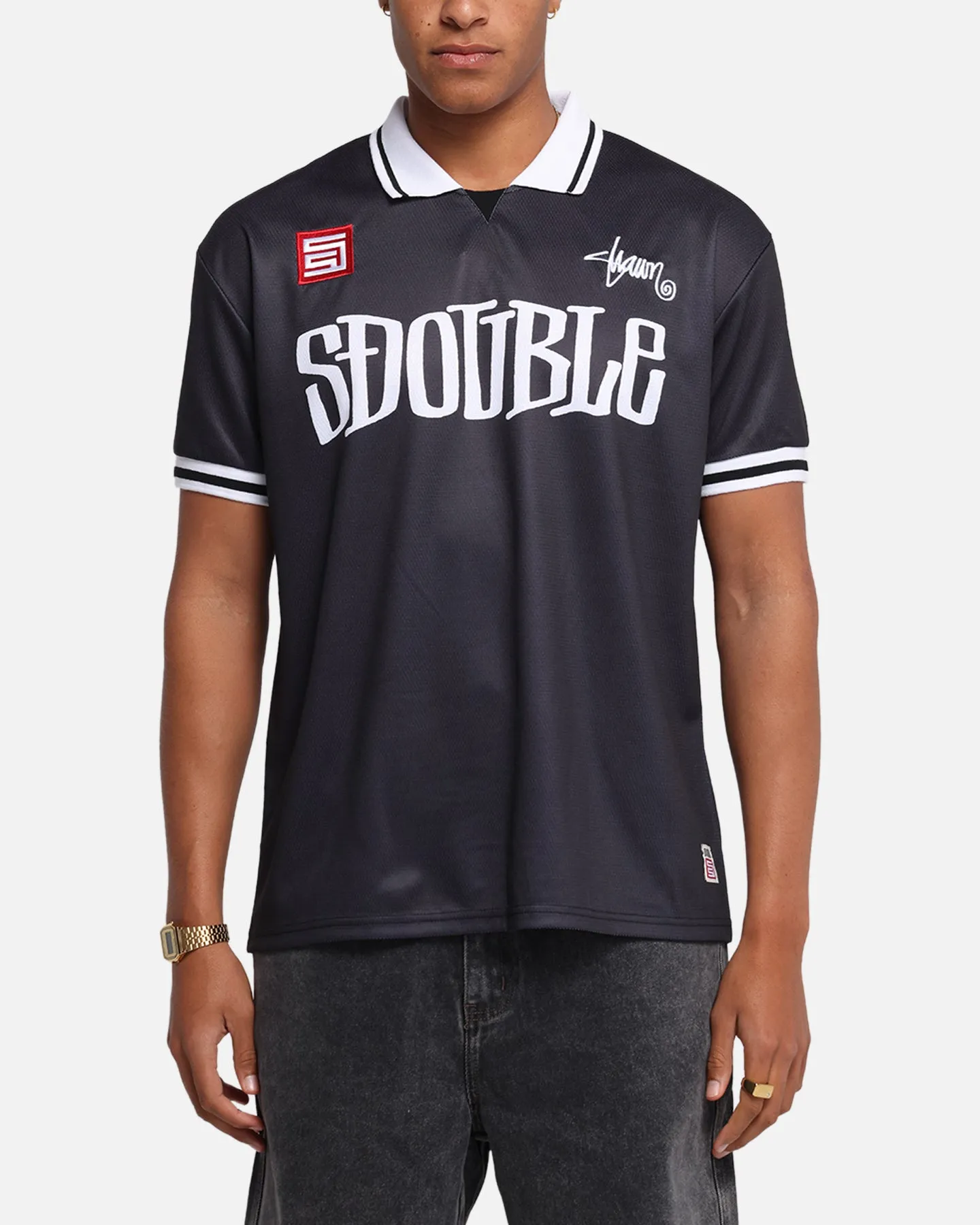 S Double Football Jersey Solid Black sold by Culture Kings