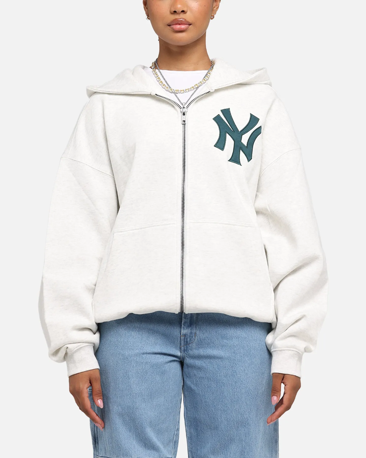 Majestic Athletic New York Yankees Arch FZ Boxy Hoodie White Marle sold by Culture Kings