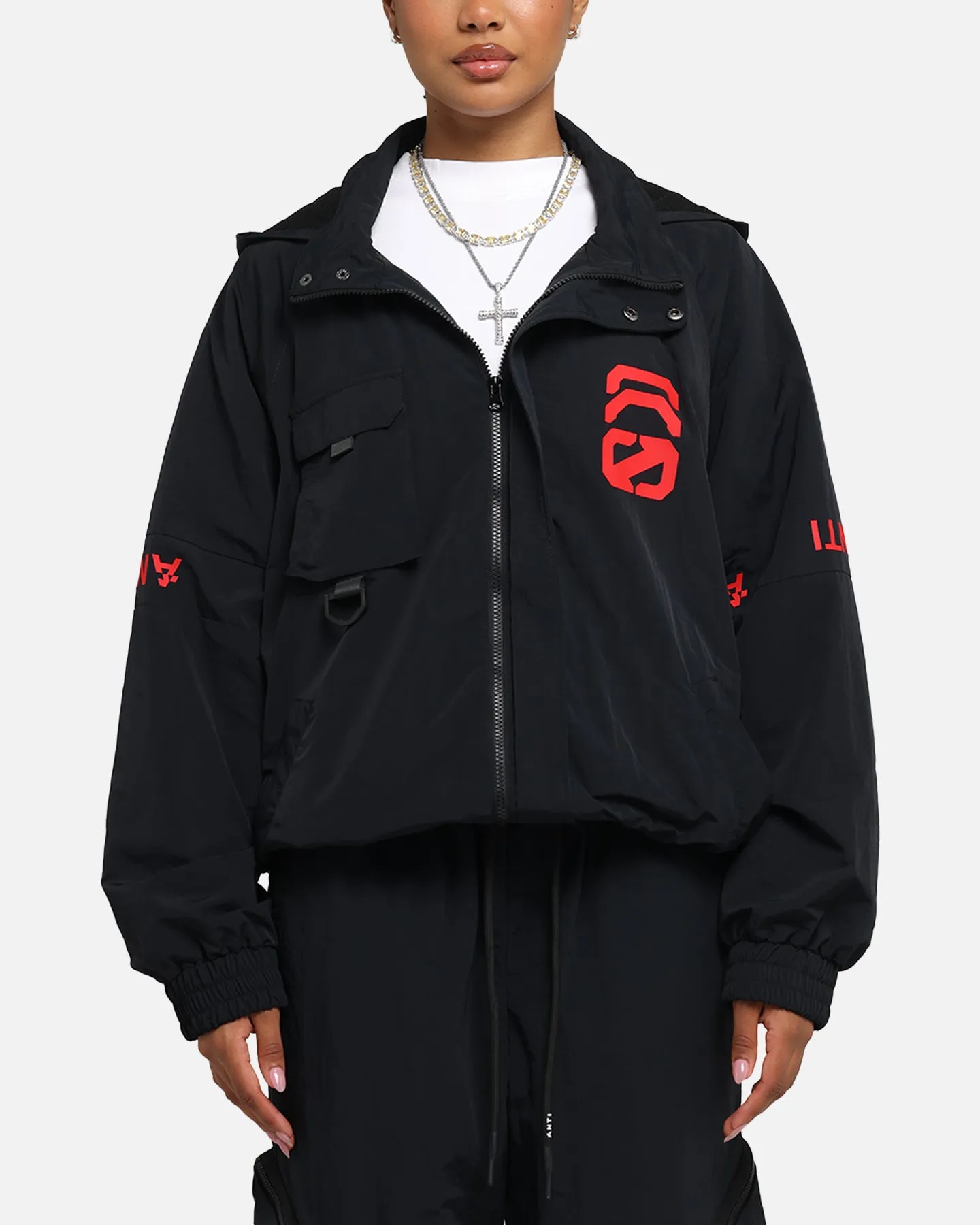 The Anti Order Faction Technical Windbreaker Jacket Black/Red sold by Culture Kings