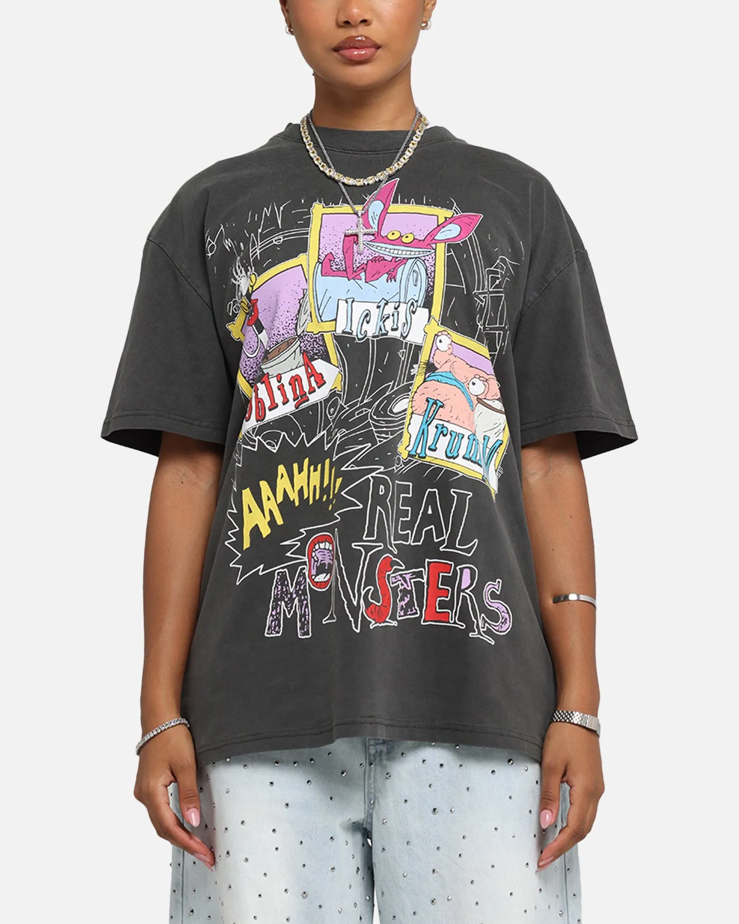 American Thrift x Aaahh!!! Real Monsters Monsters Heavy T-Shirt Black Wash sold by Culture Kings