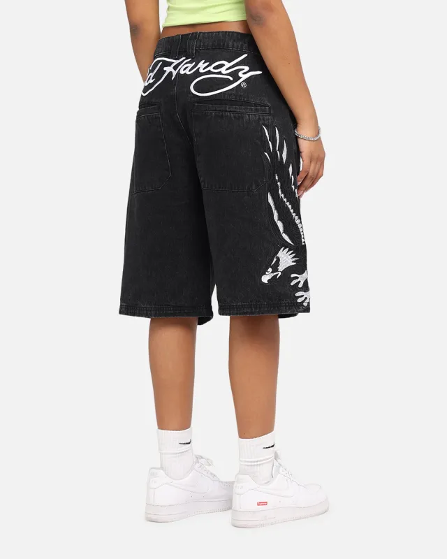 Ed Hardy Eagle Jorts Washed Black sold by Culture Kings