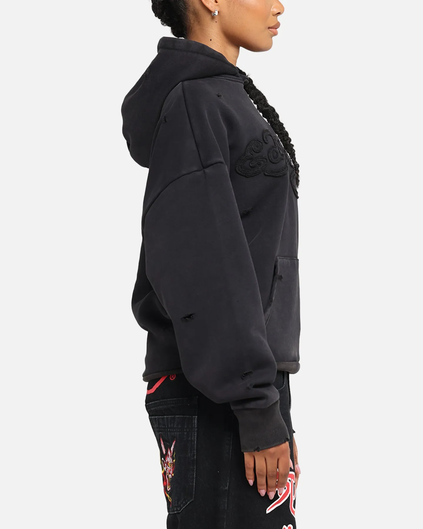 Ed Hardy Distressed Hoodie Washed Black sold by Culture Kings product image thumbnail 4