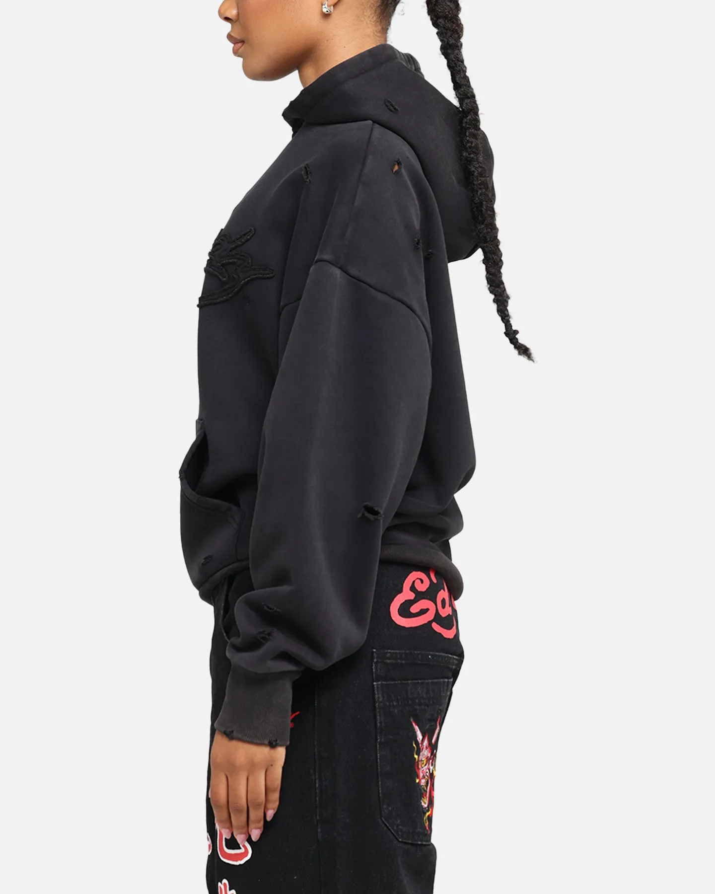 Ed Hardy Distressed Hoodie Washed Black sold by Culture Kings product image thumbnail 5