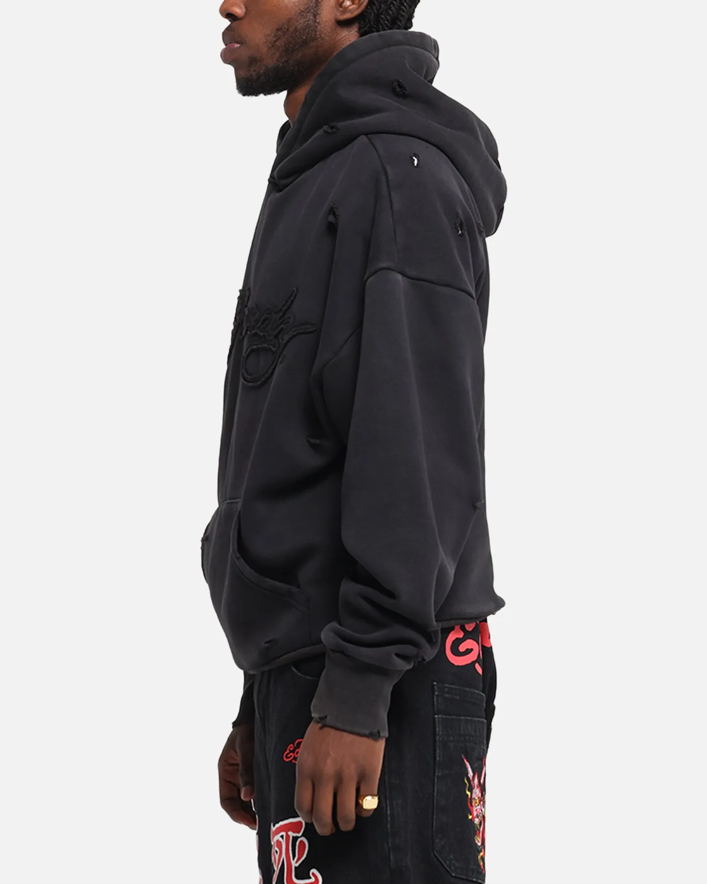 Ed Hardy Distressed Hoodie Washed Black sold by Culture Kings product image thumbnail 5