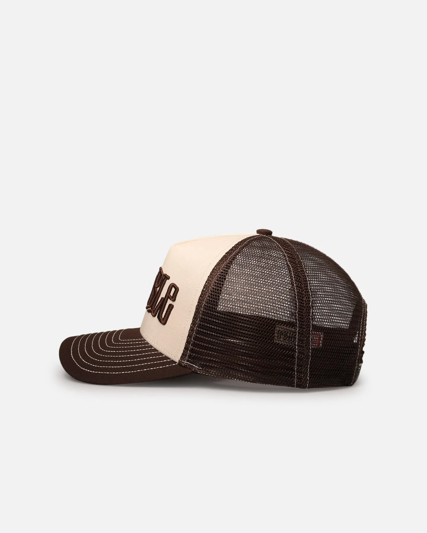 S Double Mid-Block Curved Peak Trucker Strapback Natural sold by Culture Kings product image thumbnail 4