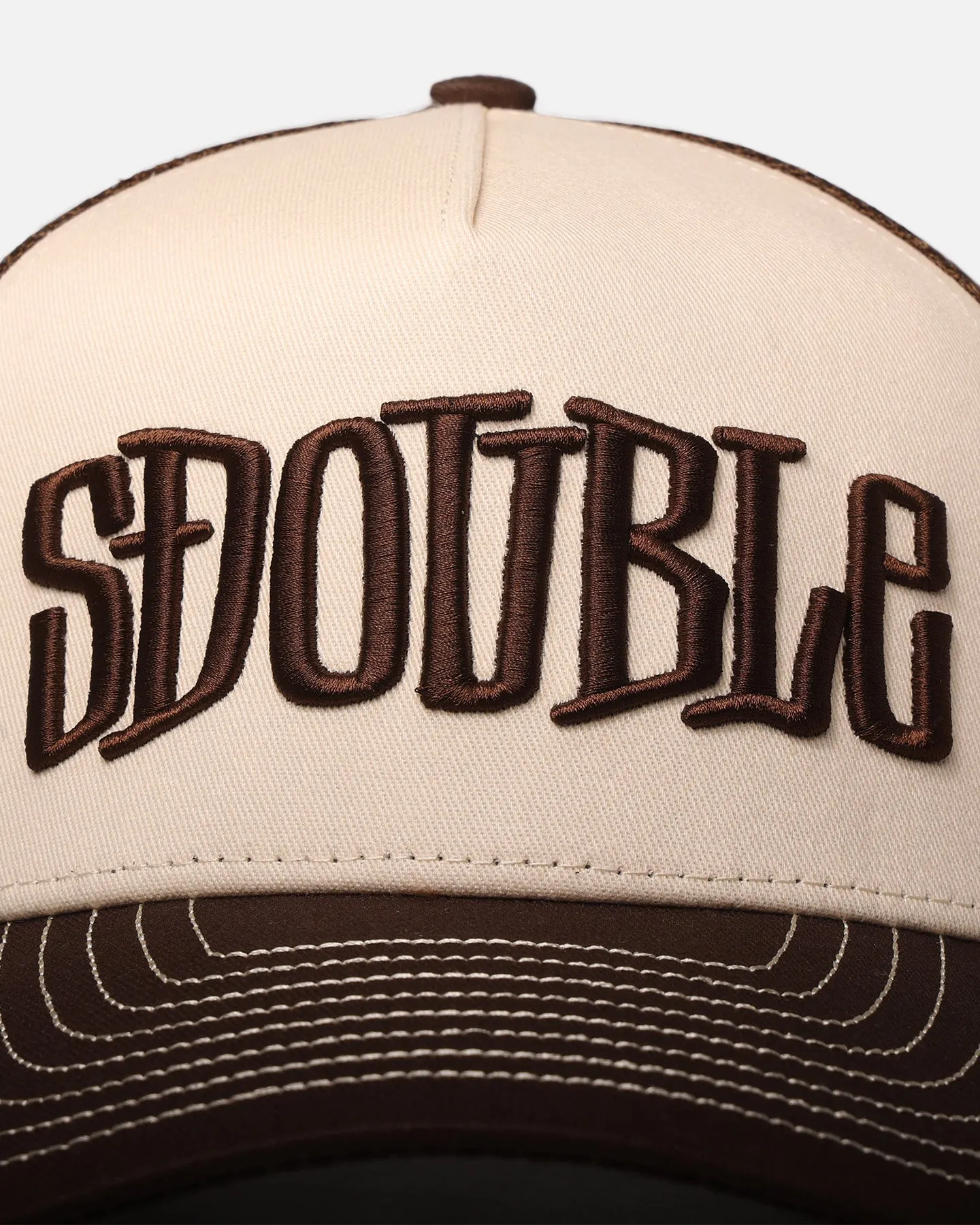 S Double Mid-Block Curved Peak Trucker Strapback Natural sold by Culture Kings product image thumbnail 5