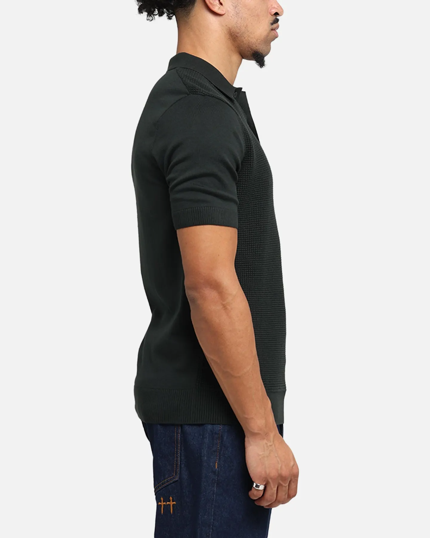 Fred Perry Waffle Stitch Knitted Shirt Green sold by Culture Kings product image thumbnail 4