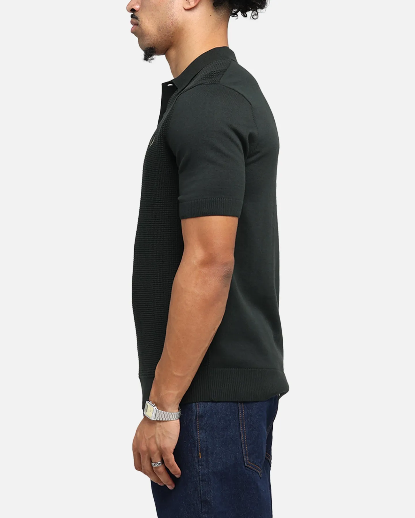 Fred Perry Waffle Stitch Knitted Shirt Green sold by Culture Kings product image thumbnail 5