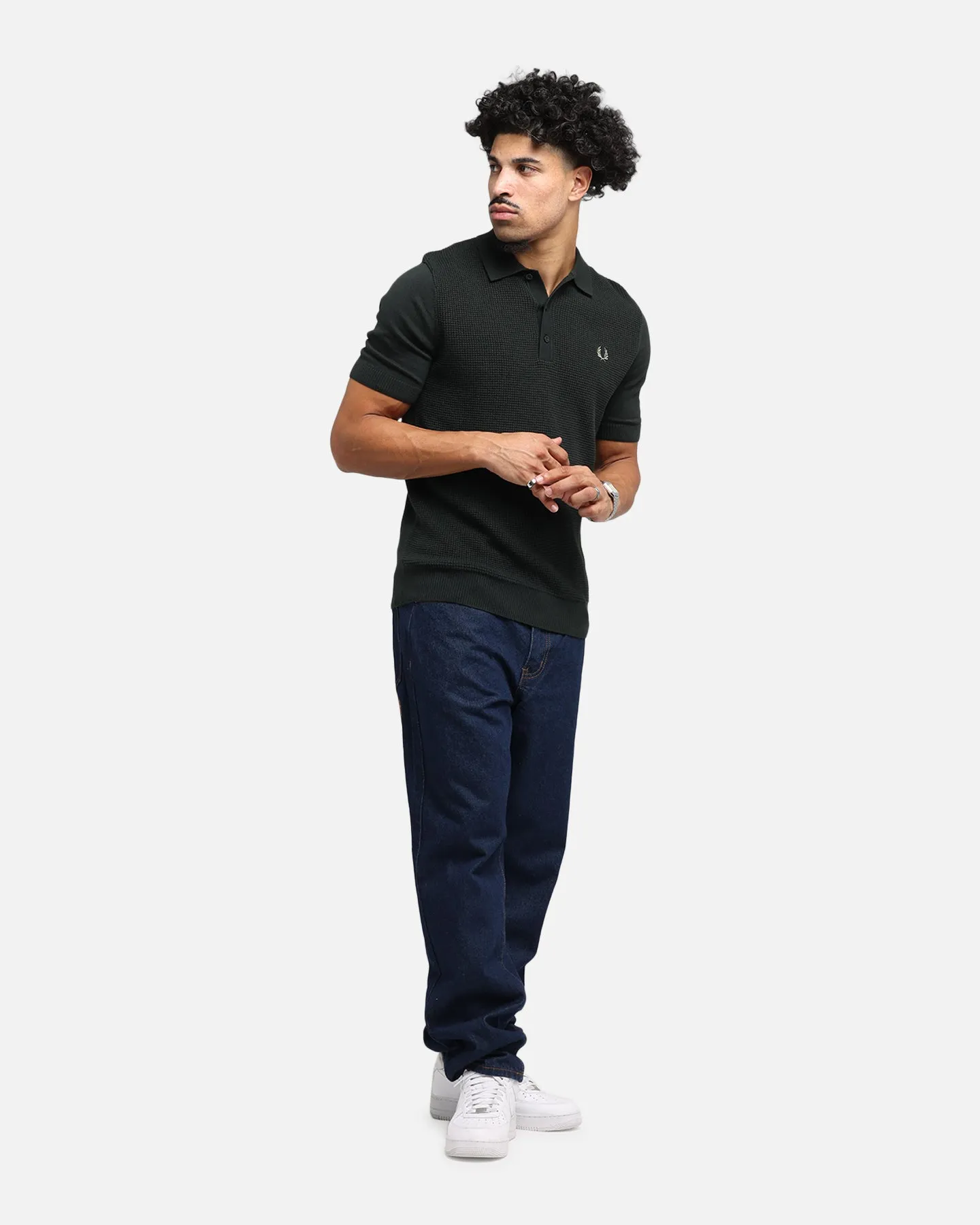 Fred Perry Waffle Stitch Knitted Shirt Green sold by Culture Kings product image thumbnail 2