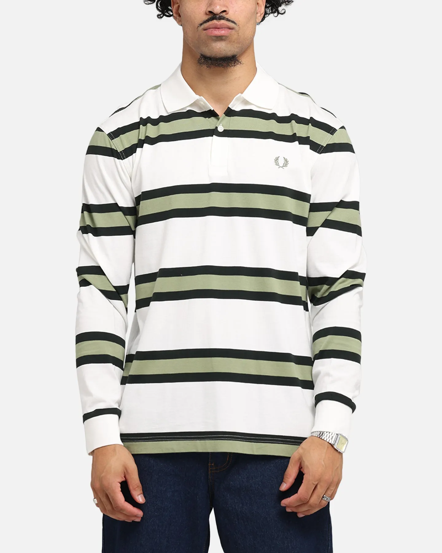 Fred Perry Jersey Stripe Polo Shirt Light Ecru sold by Culture Kings