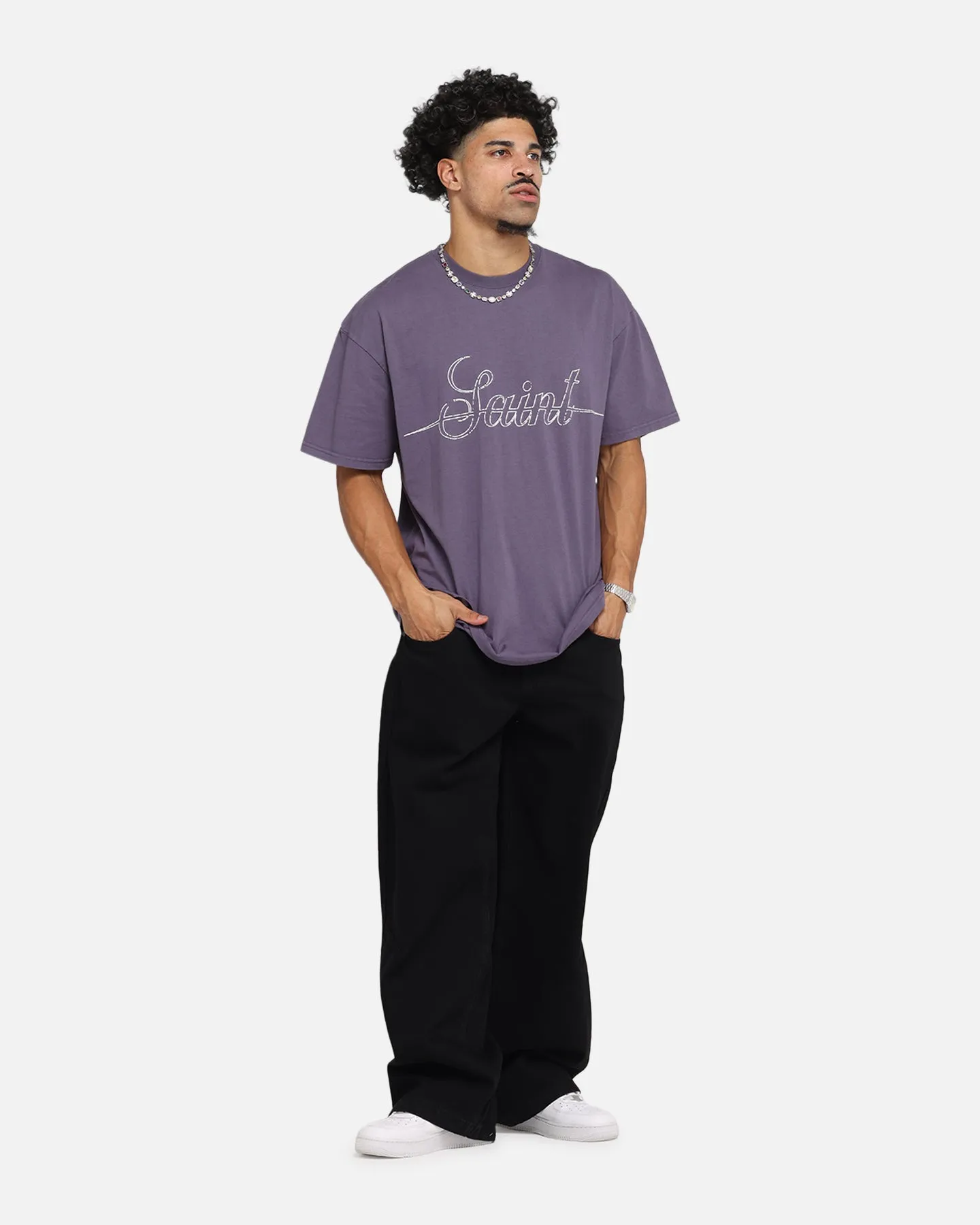 Saint Morta Cursive Boxy T-Shirt Purple sold by Culture Kings product image thumbnail 4