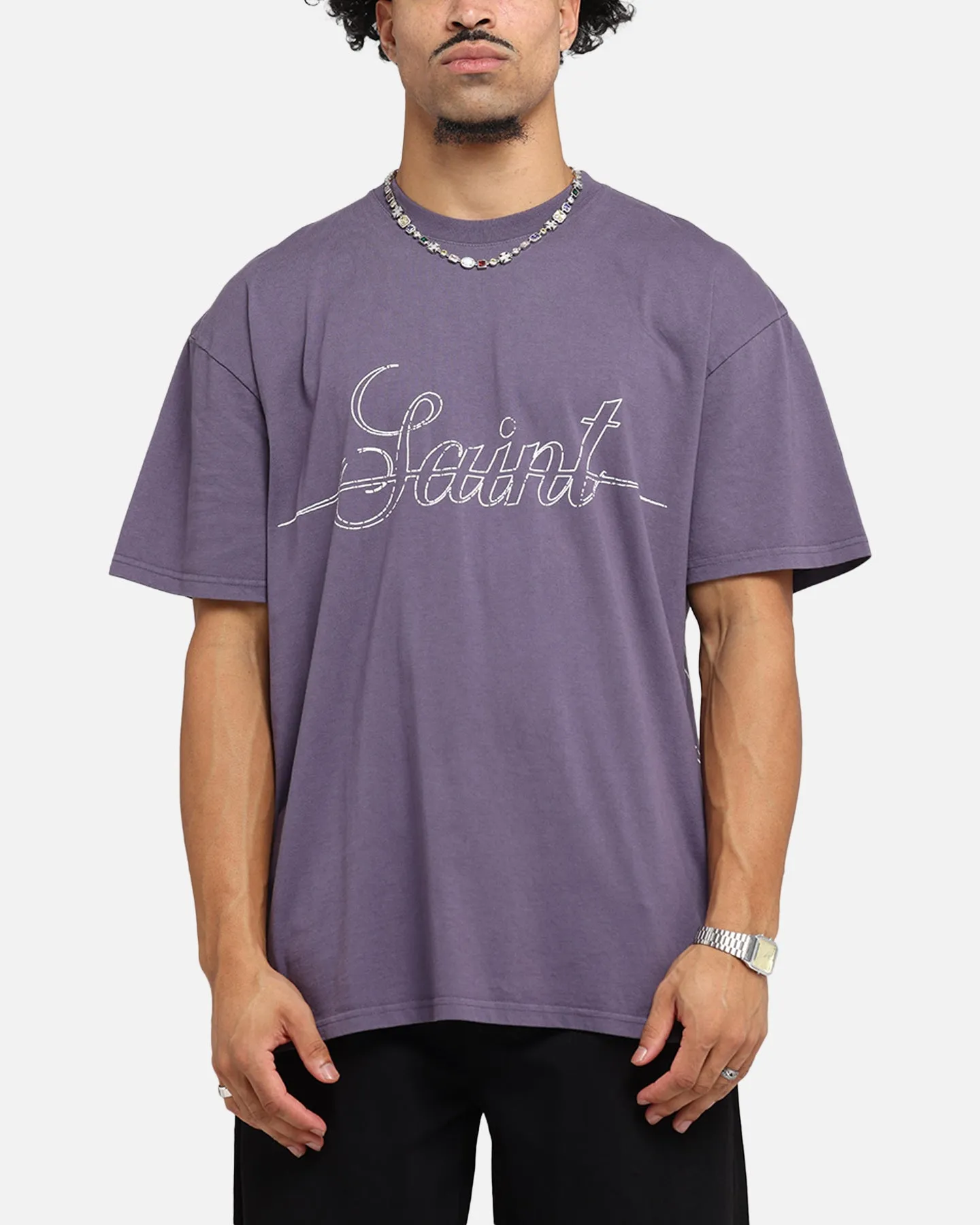 Saint Morta Cursive Boxy T-Shirt Purple sold by Culture Kings product image thumbnail 2
