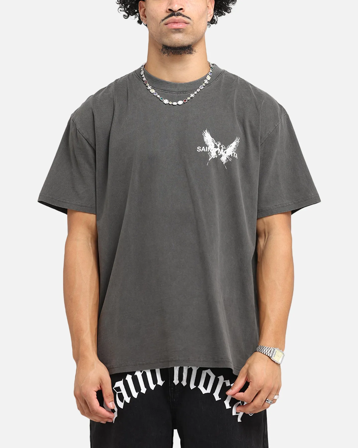 Saint Morta Black Doves Boxy T-Shirt Black Wash sold by Culture Kings