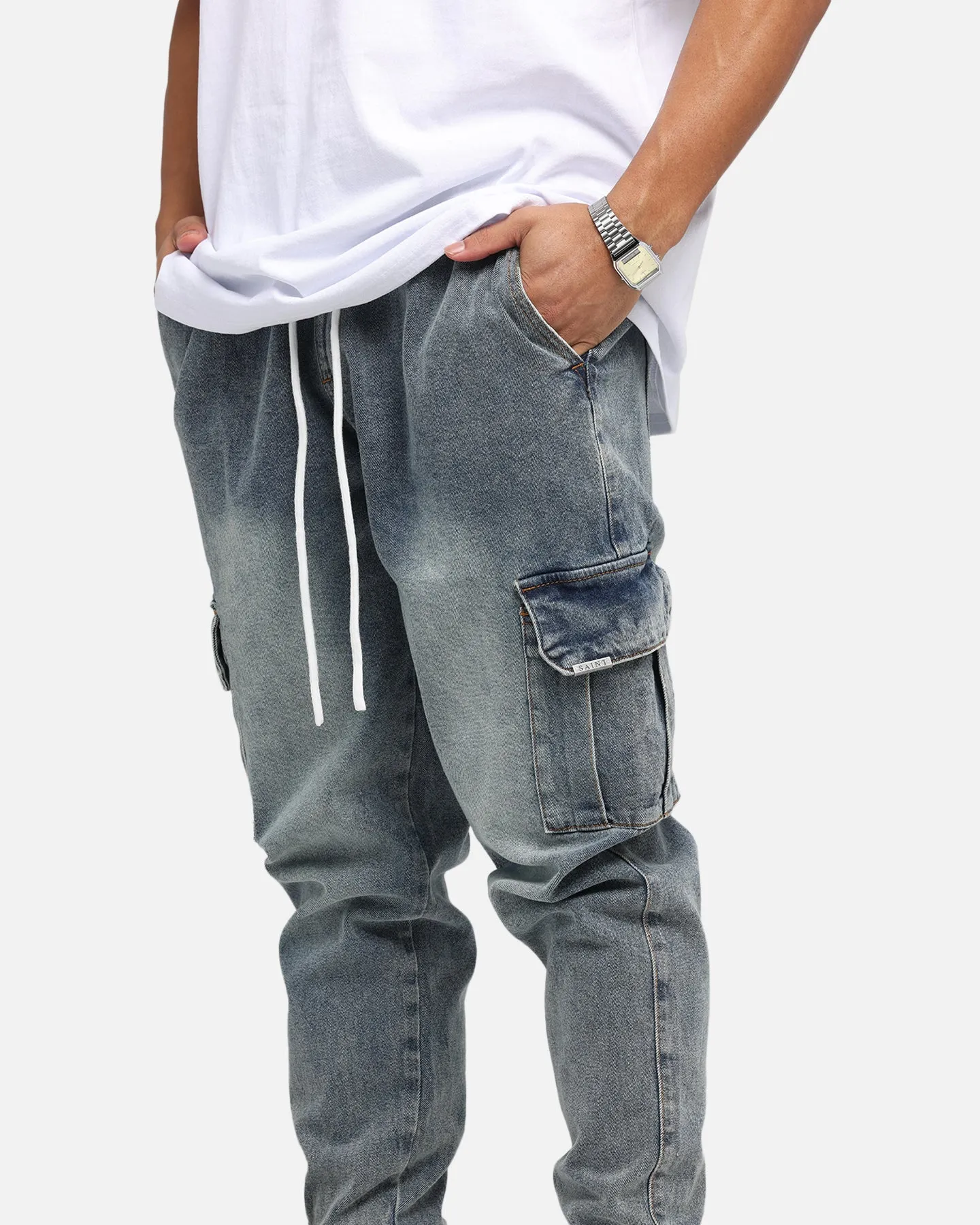 Saint Morta Gothic Cargo Joggers Dirty Denim sold by Culture Kings product image thumbnail 4