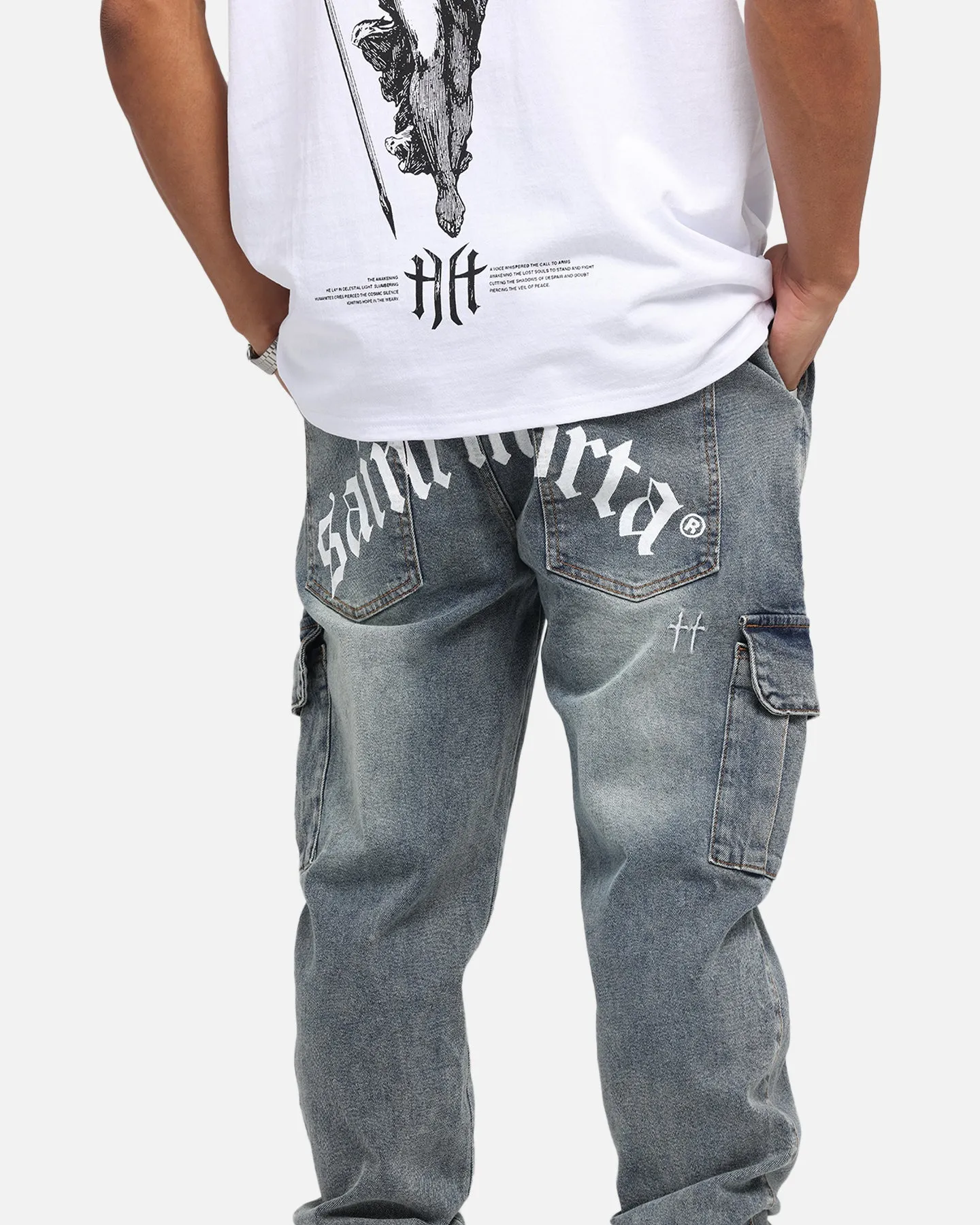 Saint Morta Gothic Cargo Joggers Dirty Denim sold by Culture Kings product image thumbnail 3